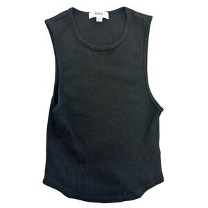 Agolde Ribbed Nova Tank Black Curved‎ Hem Size XS